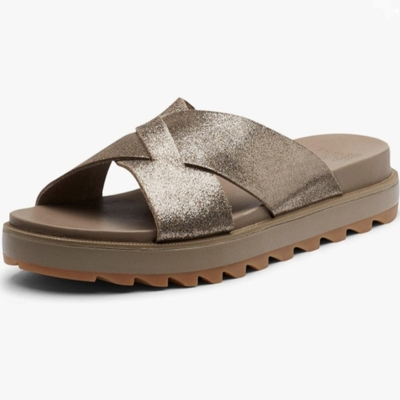 Sorel Roaming Criss Cross Slide Sandal Metallic Women's 10.5 - Picture 1 of 12